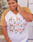 All the Reindeer Graphic V-Neck Raglan