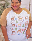 All the Reindeer Graphic V-Neck Raglan