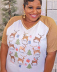 All the Reindeer Graphic V-Neck Raglan