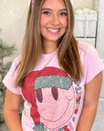 Smiley Leopard Merry and Bright Graphic T-Shirt