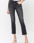 Flying Monkey Mid Rise Crop Slim Straight Jeans