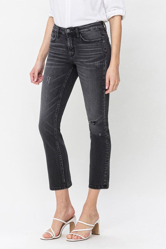 Flying Monkey Mid Rise Crop Slim Straight Jeans