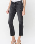 Flying Monkey Mid Rise Crop Slim Straight Jeans