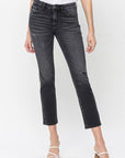 Flying Monkey Mid Rise Crop Slim Straight Jeans