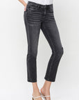 Flying Monkey Mid Rise Crop Slim Straight Jeans