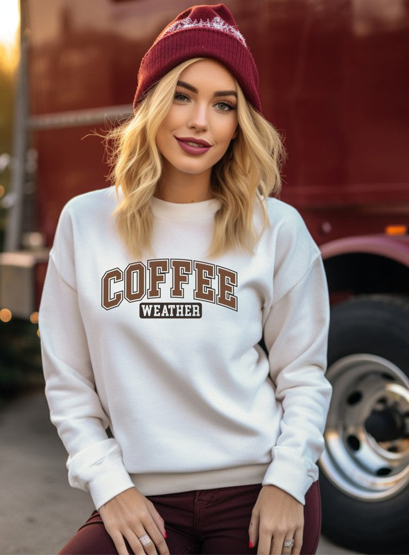 Plus Coffee Weather Premium Bella Canvas Crew Sweatshirt