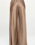 Renee C Stretch Satin Pants w/ Elastic Waist and Pockets.