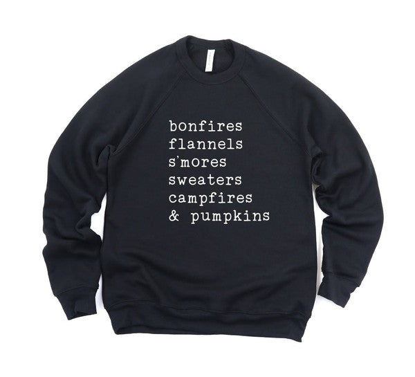 Plus Bonfires, Flannels, S&#39;Mores Bella Crew Sweatshirt