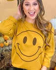 Fall Smiley Graphic Boyfriend Long Sleeve T-Shirt