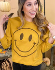 Fall Smiley Graphic Boyfriend Long Sleeve T-Shirt