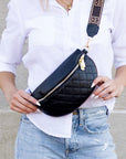 Myra Quilted Leather Crescent Sling Bag