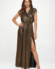 Renee C. Made in USA Sleeveless Metallic Maxi Dress