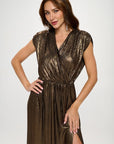 Renee C. Made in USA Sleeveless Metallic Maxi Dress