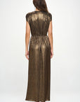 Renee C. Made in USA Sleeveless Metallic Maxi Dress