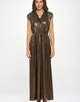 Renee C. Made in USA Sleeveless Metallic Maxi Dress