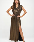 Renee C. Made in USA Sleeveless Metallic Maxi Dress