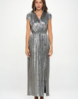 Renee C. Made in USA Sleeveless Metallic Maxi Dress