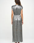 Renee C. Made in USA Sleeveless Metallic Maxi Dress