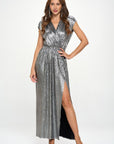 Renee C. Made in USA Sleeveless Metallic Maxi Dress