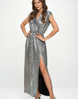 Renee C. Made in USA Sleeveless Metallic Maxi Dress