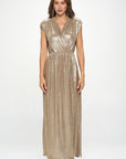 Renee C. Made in USA Sleeveless Metallic Maxi Dress