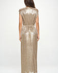 Renee C. Made in USA Sleeveless Metallic Maxi Dress