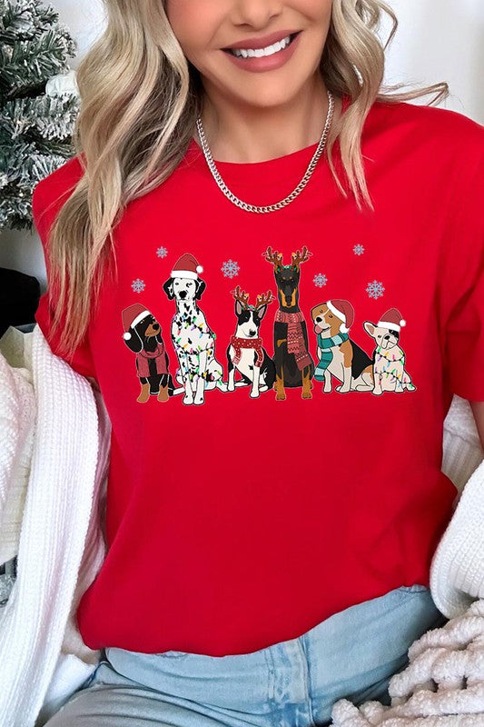Christmas Dogs Short Sleeve Graphic Tee