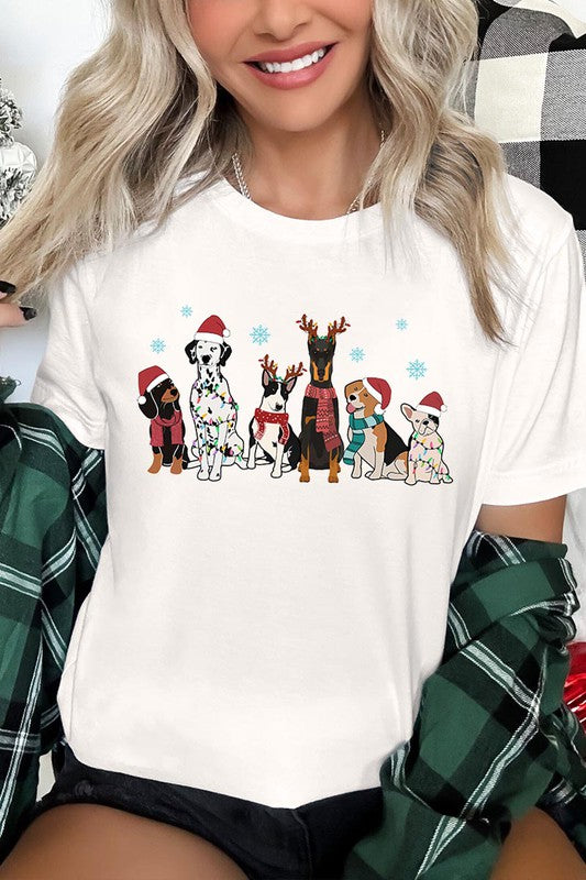 Christmas Dogs Short Sleeve Graphic Tee