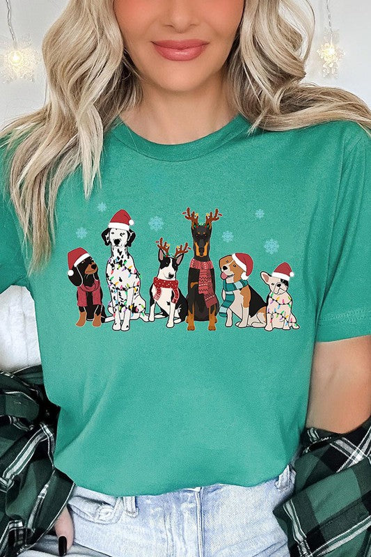 Christmas Dogs Short Sleeve Graphic Tee