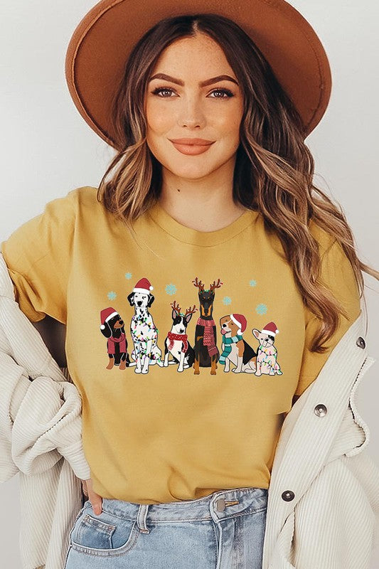 Christmas Dogs Short Sleeve Graphic Tee