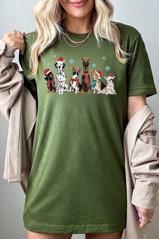 Christmas Dogs Short Sleeve Graphic Tee