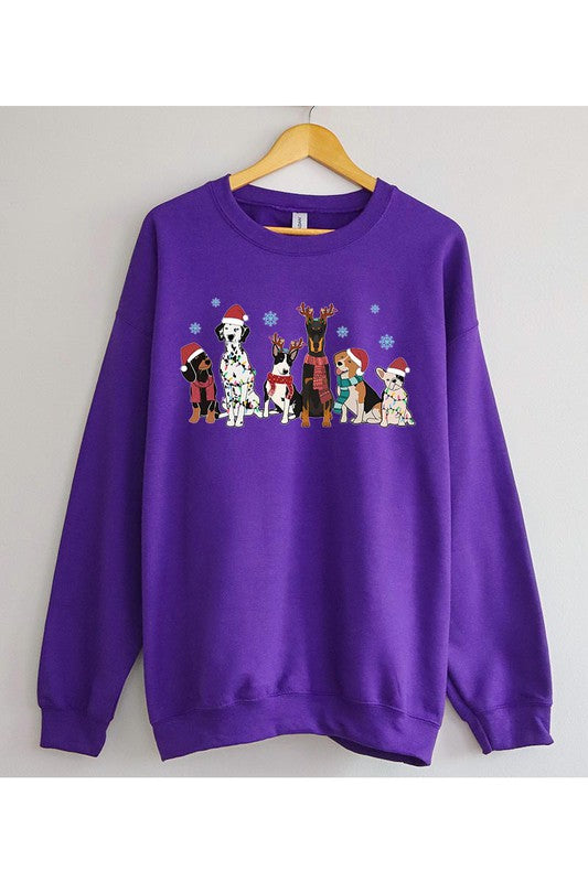 Christmas Dogs Graphic Fleece Sweatshirt