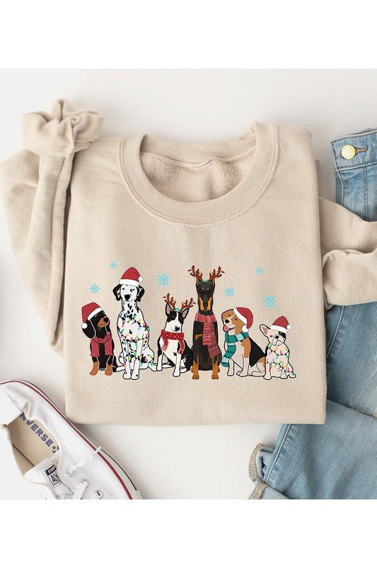 Christmas Dogs Graphic Fleece Sweatshirt