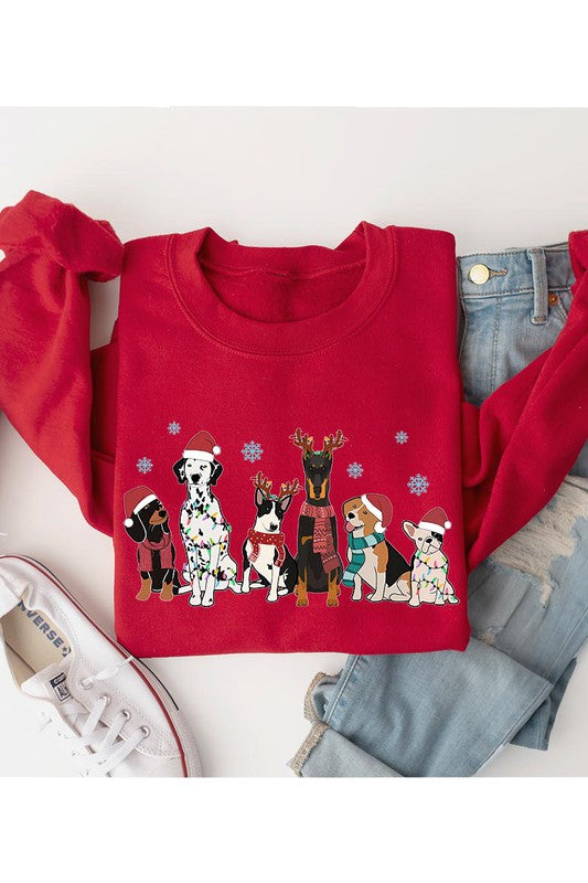 Christmas Dogs Graphic Fleece Sweatshirt