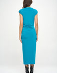 Renee C. Made in USA Sleeveless Ruched Dress with Slit