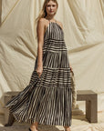 Gilli Sleeveless Stripe Maxi Tiered Dress