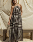 Gilli Sleeveless Stripe Maxi Tiered Dress