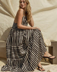 Gilli Sleeveless Stripe Maxi Tiered Dress