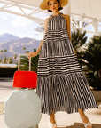 Gilli Sleeveless Stripe Maxi Tiered Dress