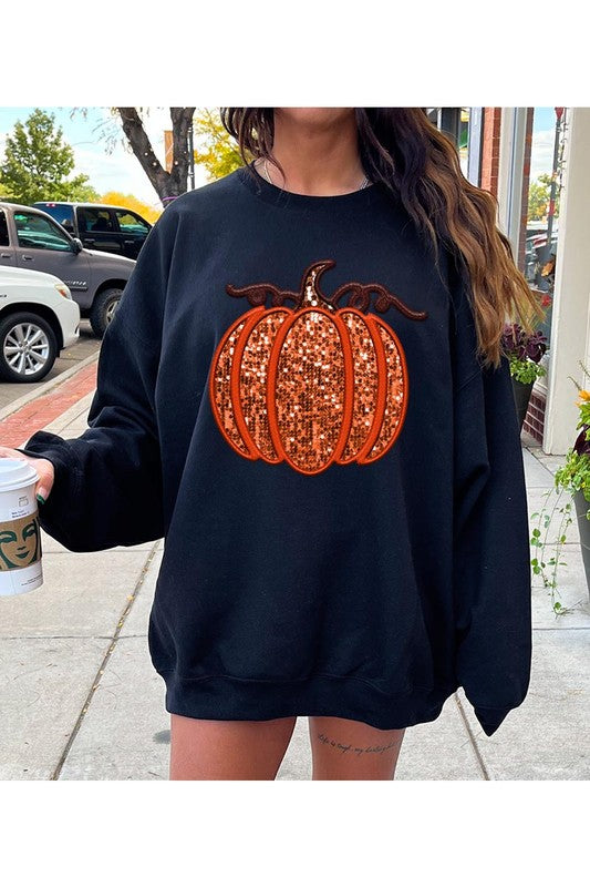 Sequin Pumpkin Unisex Fleece Sweatshirt