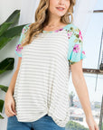 e Luna Floral Striped Mixed Top