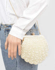 Faux Pearl Sea Shell Iconic Clutch Bag