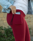 Red Full-Length Leggings with Pocket by Julia Rose