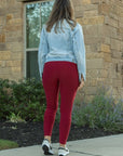 Red Full-Length Leggings with Pocket by Julia Rose