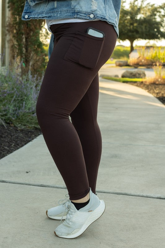 Julia Rose FULL LENGTH  Brown Solid Leggings