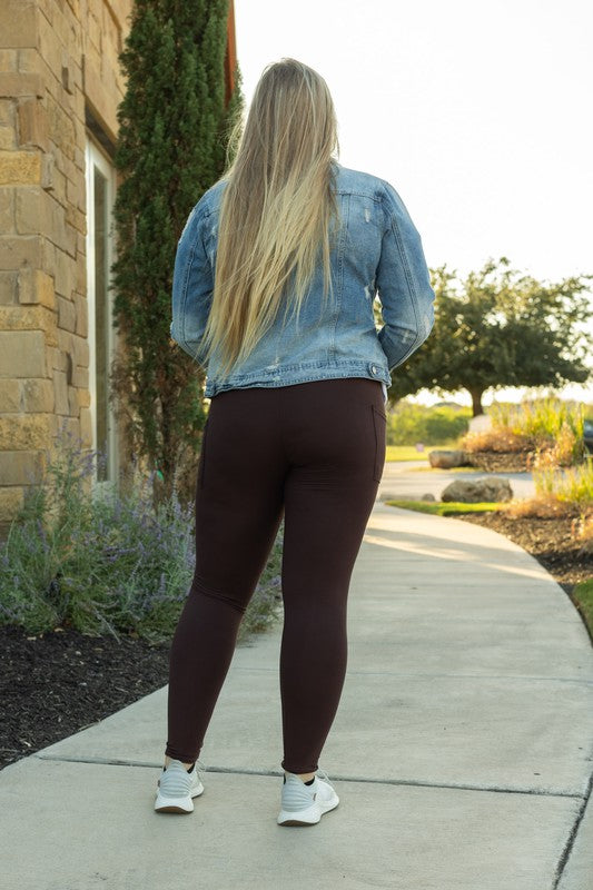 Julia Rose FULL LENGTH  Brown Solid Leggings