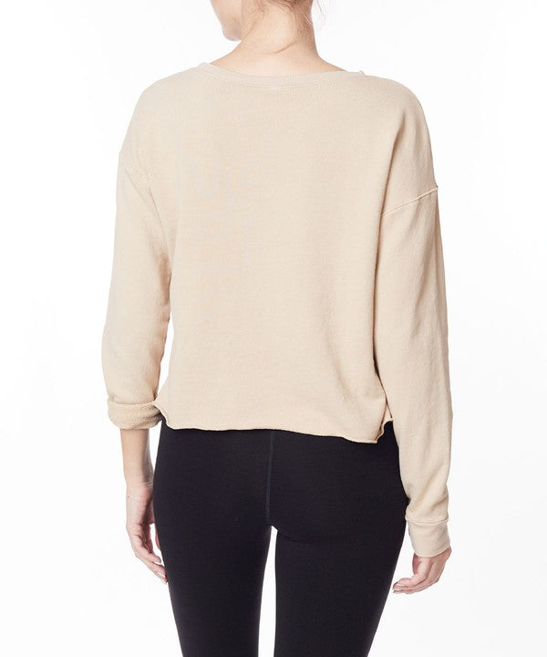 Fabina Garment Dye French Terry Crop Long Sleeve