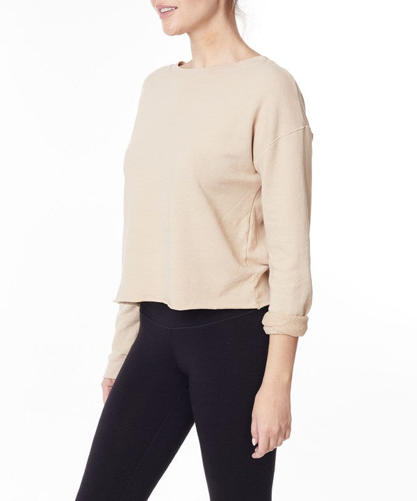 Fabina Garment Dye French Terry Crop Long Sleeve