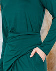 Waist Wrap Dress-with Pockets-SOLID