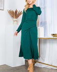 Waist Wrap Dress-with Pockets-SOLID